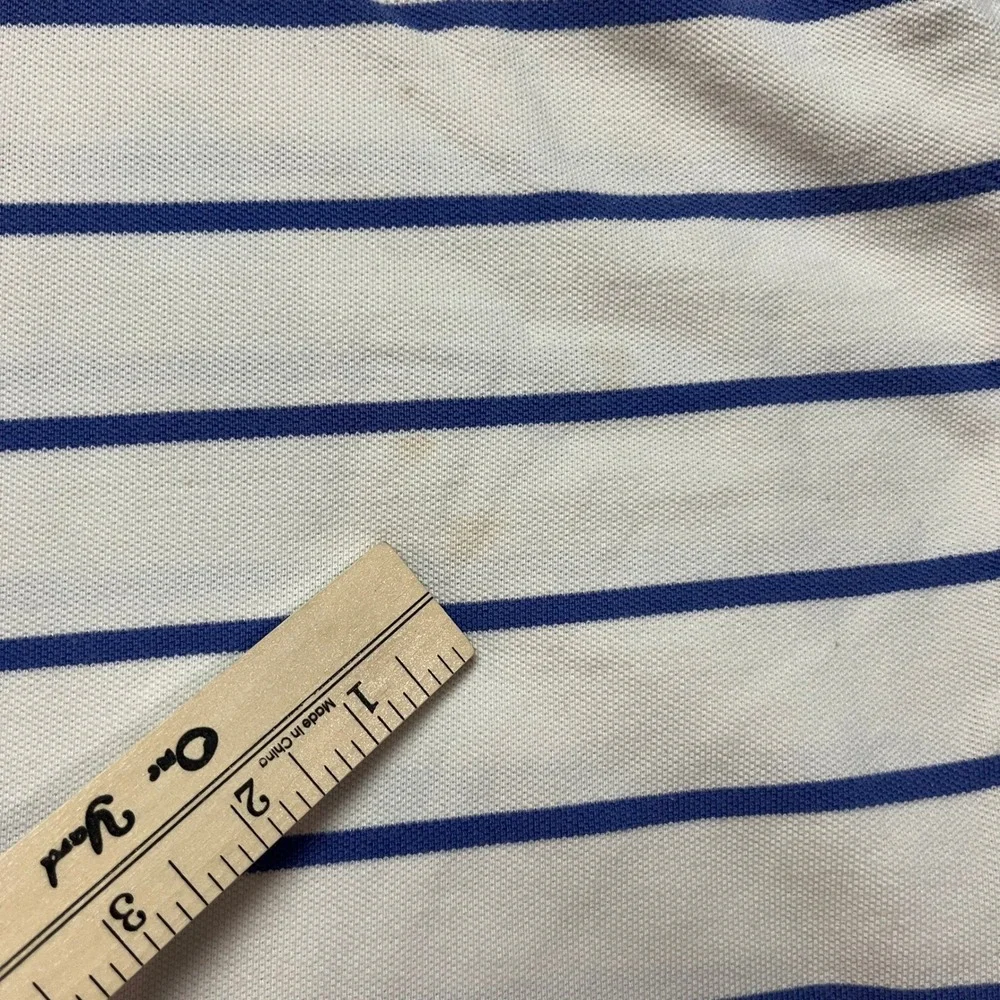 Polo Ralph Lauren Polo Shirt Mens XL White Blue Striped Short Sleeve Pony Logo